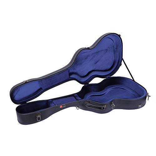 Image of Crossrock Deluxe Fiberglass Case for OM, Martin 000 Guitars | Plush Interior, TSA Lock - Black Leather (CRF2020OMBKL)