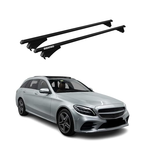 Menabo Dachträger Grundtäger kompatibel mit Mercedes C Klasse S205 Kombi 2015-2021 Aluminium 75kg Schwarz 2tlg Geschlossene Reling für Fahrradträger, Dachboxen, Skiträger Abschließbar Menabo Dachträger Grundtäger kompatibel mit Mercedes C Klasse S205 Kombi 2015-2021 Aluminium 75kg Schwarz 2tlg Geschlossene Reling für Fahrradträger, Dachboxen, Skiträger Abschließbar