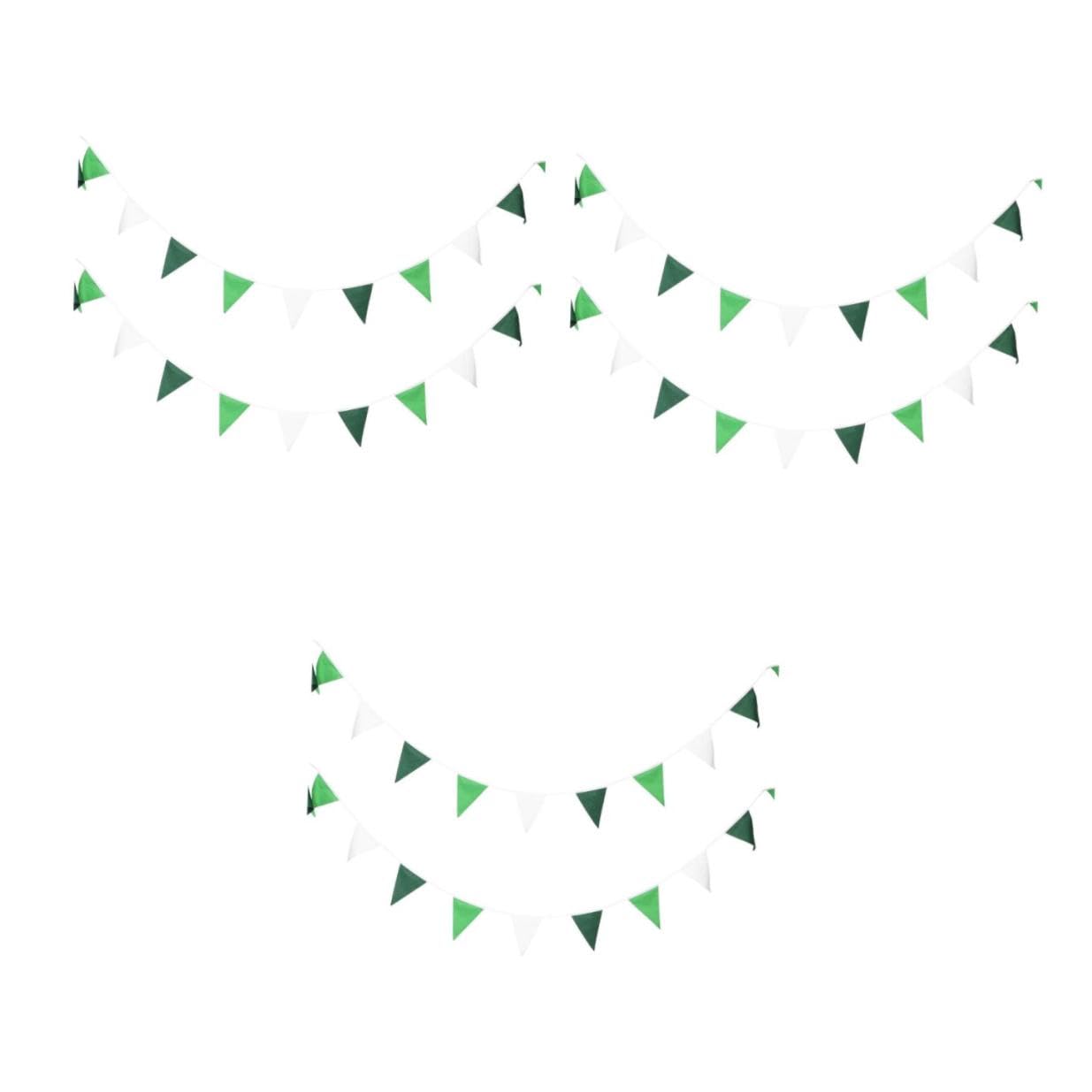 HANABASS 3 Piezas Banderines Triangulares Color Sólido Verde Degradado Guirnalda Decorativa para Cumpleaños Bodas y Jardines y Fácil de Colgar