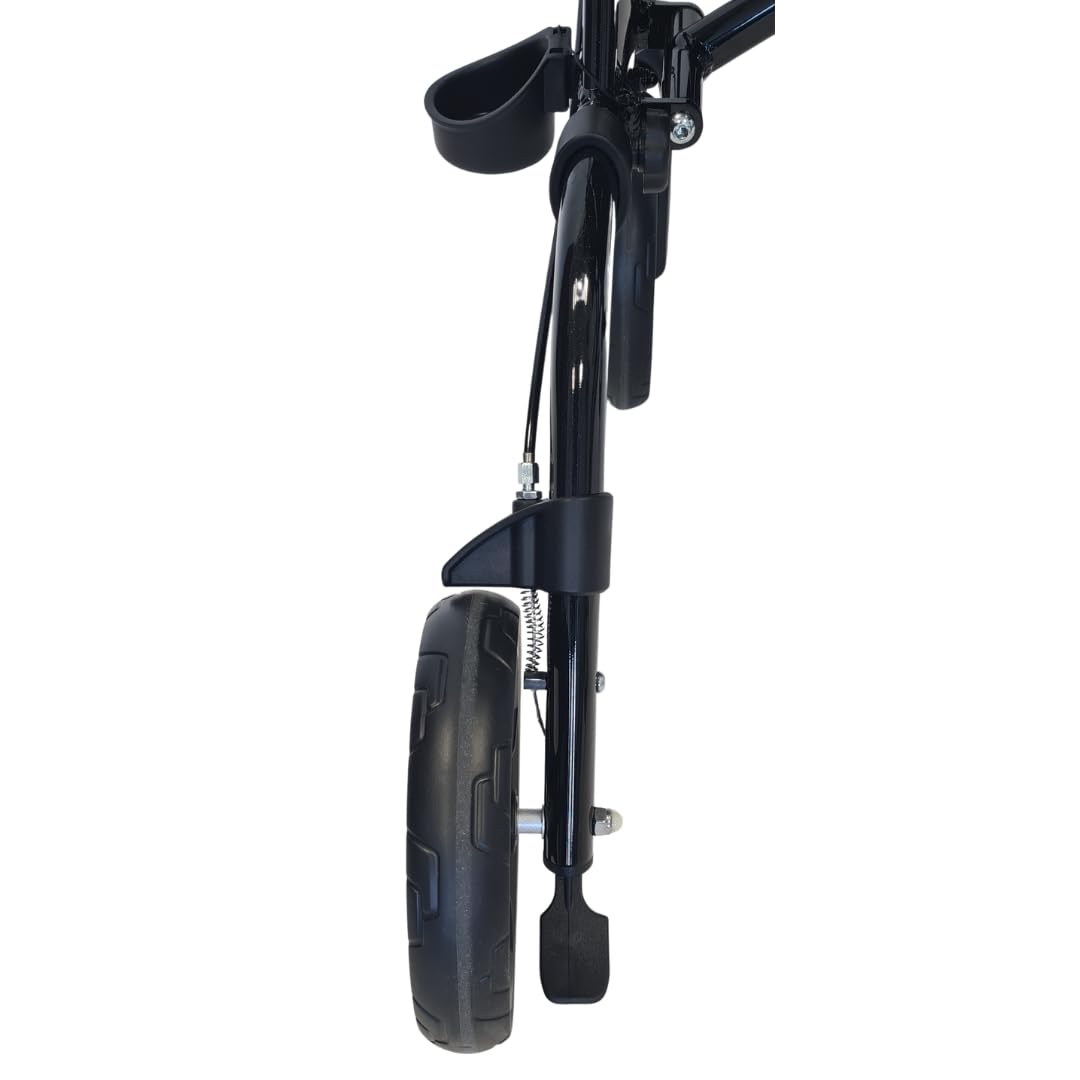 abc HOME Ultra-Leichtgewicht Rollator 6 kg – Aluminium Gehwagen klappbar bis 130 kg – Reise-Rollator mit Ankipphilfe, Sitz & Tasche – 5-fach höhenverstellbar – Schwarz (Nobles Schwarz)