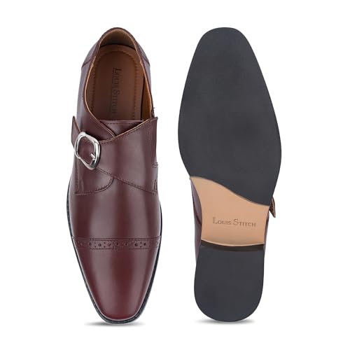 Image of LOUIS STITCH Men's Formal Shoes | Italian Leather Double Monk Strap Handcrafted | Stylish Slipon Shoes for Business, Formal, (LSRXSM)