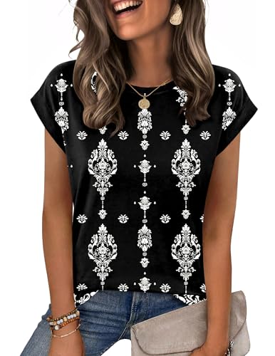 Image of Zeagoo Womens Tops Summer Casual Cap Sleeve Tshirts Shirts Business Dressy Spring Fashion Outfits Trendy Clothes