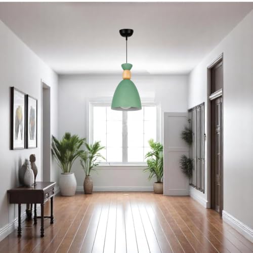 Image of Modern Green Aluminium Pendant Light for Ceiling, Decorative Hanging Light for Living Room, Dining Room, Kitchen & Cafe Pack of 1