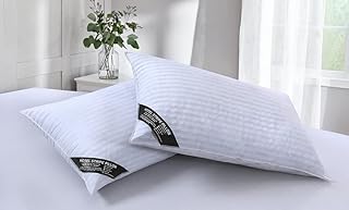 Hebden® Hotel Quality Stripe Pillows Pack of 4 Bounce back Hollow fiber Filled Bed Pillows With Extra Carded Filling Comfortable Anti-Allergy Firm Designed for Back & Side Sleeper Bed Pillow