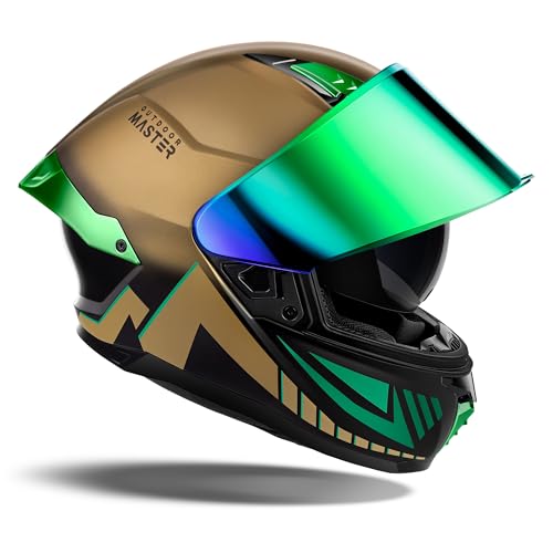 OutdoorMaster Full Face Dual Visor Adult Motorcycle Helmet for Motorbike Street Bike with Pinlock Ready DOT Approved