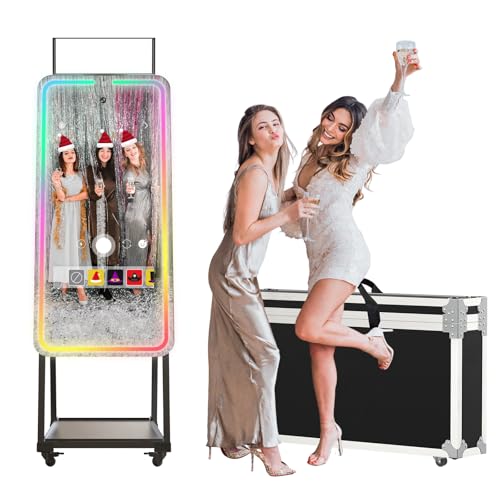 SAYOK Inflatable Photo Booth Enclosure(White&Gold, 11.5x9.2x8.2ft) Camera Shaped Inflatable Cube Tent with Light, Photo Booth Backdrop for Wedding, Party, Event, Show, Exhibition