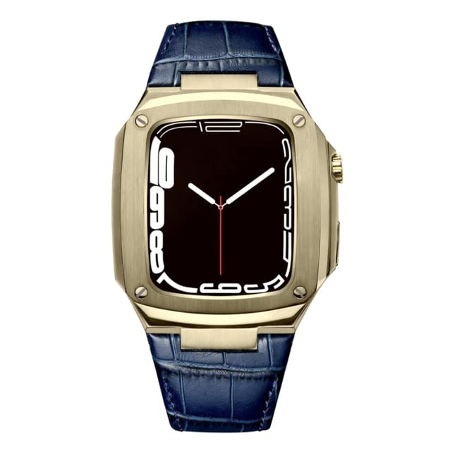 Boîtier métal Apple Watch 44mm contre les rayures avec bracelet cuir chic