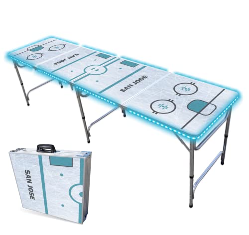 8-Foot Professional Beer Pong Table w/LED Lights - San Jose Hockey Rink