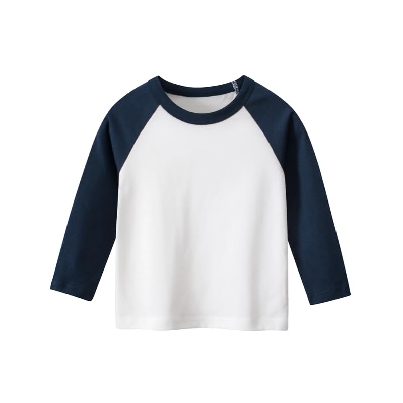 Toddler Baby Girls Boys Undershirt Crewneck Long Sleeve Thermal Shirt Color Block T-Shirt Cotton Raglan Tee Tops (White,100/3-4 Y,Unisex,Big Kid,US,Age,3 Years,4 Years)