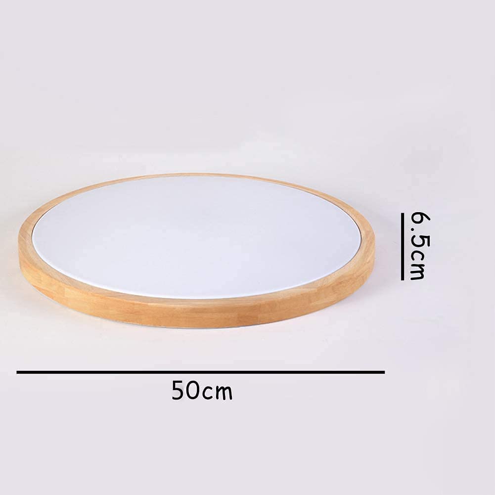 Plafón LED de madera Luz de techo redondo ultrafino de roble regulable con mando a distancia lámpara de dormitorio, sala de estar, IP44, Candelabro para baño, garaje, estudio, comedor, aplique, Ø50cm