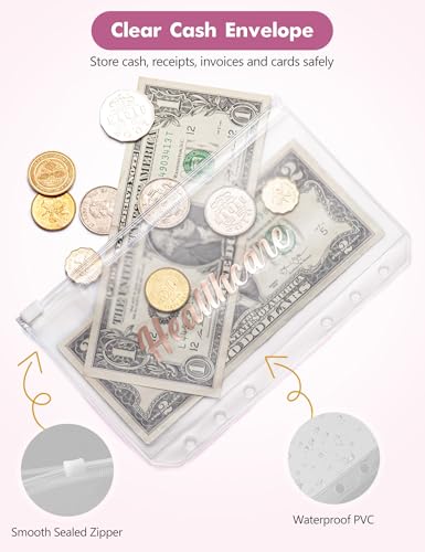 Image of A6 Budget Binder for Money Saving, PU Leather Budget Planner with 8 Cash Envelopes, Budget Sheets & Rose Gold Category Stickers, Money Organizer for Cash (Black Bow)