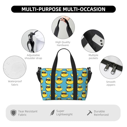 Laptop Tote Bag for Women Work - Cool Duck Sunglasses Print Weekender Overnight Bags for Women Travel, Gym Duffle Bag for Men, Personal Item Crossbody Travel Bags for Men Carry On3