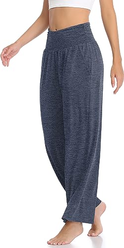 Image of TARSE Womens Wide Leg Pants Casual Loose Yoga Sweatpants Comfy Lounge Pajama Flowy Pants Pockets