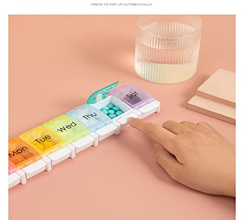 2X wekelijkse pillendoos, Medicijnbox, 7-daagse pillendispenser met uniek open ontwerp met veerondersteuning en grote… - Image 6