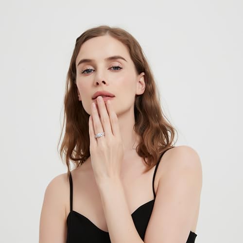 THELANDA Genuine Moissanite Sterling Silver 1CT Round Brilliant Cut Twisted Infinity Split Shank Promise Ring Engagement Ring For Women (4.5) - Image 5