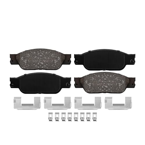 Image of Detroit Axle - Brake Pads for Ford 2002-2005 Thunderbird, 2000-2002 2004 Jaguar S-Type, 2000-2006 Lincoln LS, Ceramic Brake Pads w /Hardware Front and Rear Replacement