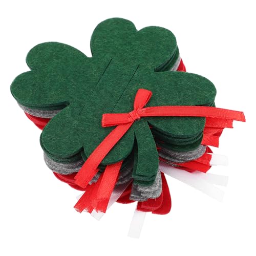 LOGOFUN 24pcs Four Leaf Clover Christmas Wallets Felt Money Cash Clips Portable for Shopping Travel Red Green Gray Holiday Present4