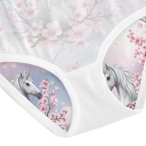 Toddler Girl Briefs, White Unicorns Manes Cotton Girls Underwear, 2T–8 Years4