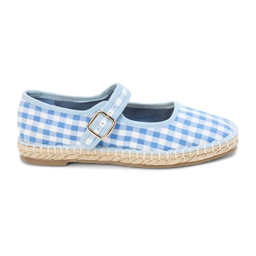 Coconuts by Matisse Womens Meg Gingham Mary Jane Espadrille Flats Casual - Blue, White