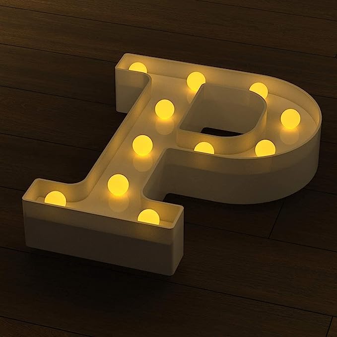 Image of Beeban Marquee P Alphabet Shaped LED Light Lamp for Decoration Decore Walls Hanging Birthday Party Wedding (P)