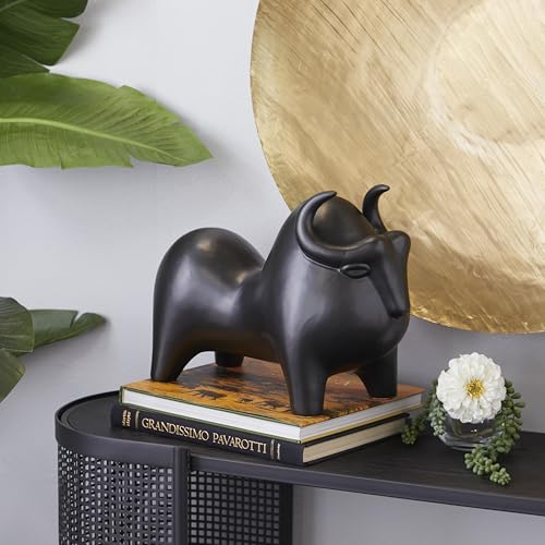 Escultura Decorativa de Cerámica Porcelana Toro Negro 13"x6"x9" miniatura 5