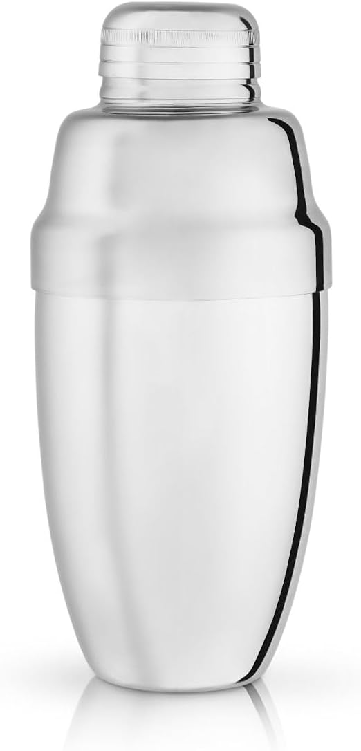 Viski Silver Heavyweight Cocktail Shaker, Stainless Steel Drink Mixer, with Bar Strainer, Professional Shaker for Martini and Margarita, Silver Polished Finish, 16.5 oz