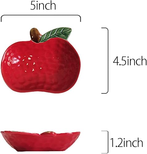 Miniatura 2 de 123Arts 4 platos de cerámica con forma de manzana para condimentos, platos de salsa y aperitivos