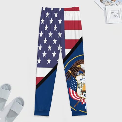 U.S.A. Utah Flag Breathable Mens Pajama Pants Lounge Sleep PJ Bottoms Sleepwear Jogger3