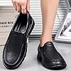 Men's Slip on Loafers Wide Fit, Lightweight Leather Casual Walking Shoes for Men, Non Slip Comfort Trainers, Soft Cushioned Insole, Flexible Anti-Skid Sole, Durable Upper Design Black #3