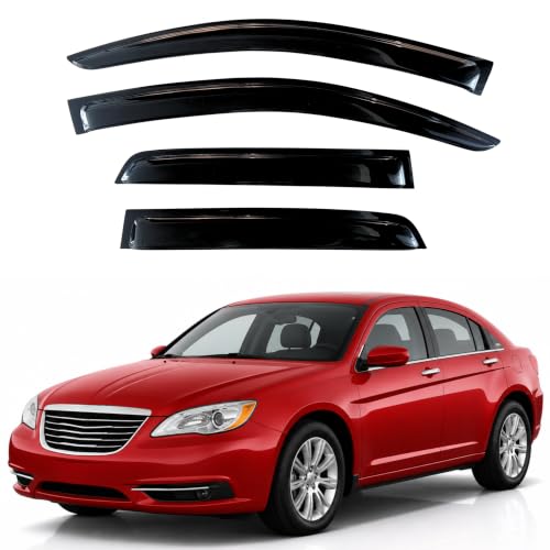Image of KPY Rain Guards Fit for 2011-2014 Chrysler 200, Out-Channel Window Visors Vent Wind Deflectors 4PC, Car Accessories for 07-10 Sebring