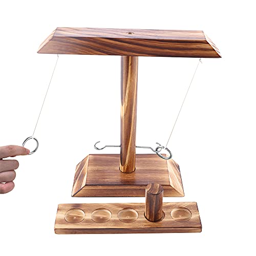 Northbear Adult Ring toss Game,Handmade Wooden Ring Hook Ring toss with Shot Ladder,Suitable for Children's Interaction, Home Fun Toys, Adult Gathering Interactive Game Toys (Black Rectangle)
