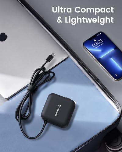 Image of TobenONE 100W USB C Laptop Charger, Universal GaN III Power Supply Adapter, Replacement Foldable Fast Charger PD3.0 for MacBook, HP, Lenovo, Asus, Steam Deck, and All Type C Devices (5ft Cable)