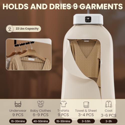Image of Portable Electric Cloth Dryer - Foldable Drying Rack with Heater & Timer, Compact Clothes Drying Machine for Home, Travel & Indoor Use