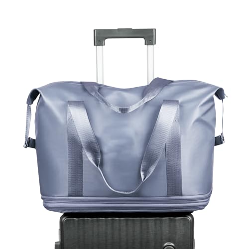 Bolsas de viaje - Bolsa de viaje extensible con ruedas y resistente al agua - Accesorios de viaje para equipaje de mano del aeropuerto, estancia nocturna y competiciones de baile, azul, ver