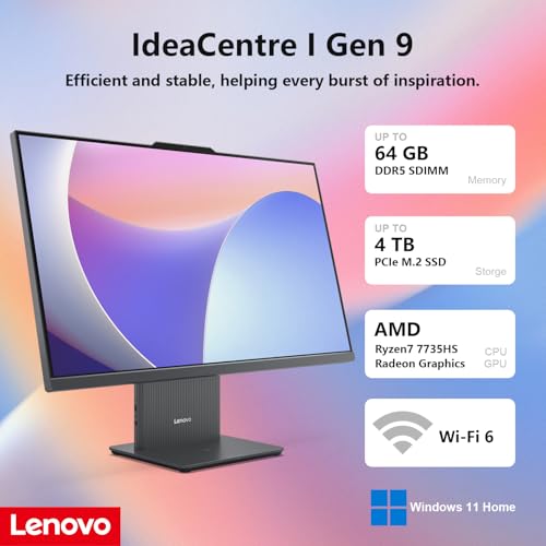 Lenovo 2025 IdeaCentre Next Gen Copilot AI Ready Business All-in-One, 27" FHD Touchscreen 100Hz, AMD Ryzen 7 7735HS, 64GB DDR5 RAM, 2TB SSD, Wi-Fi 6, Win 11 Home, Grey, ADATA 512 External SSD Bundle - Image 3