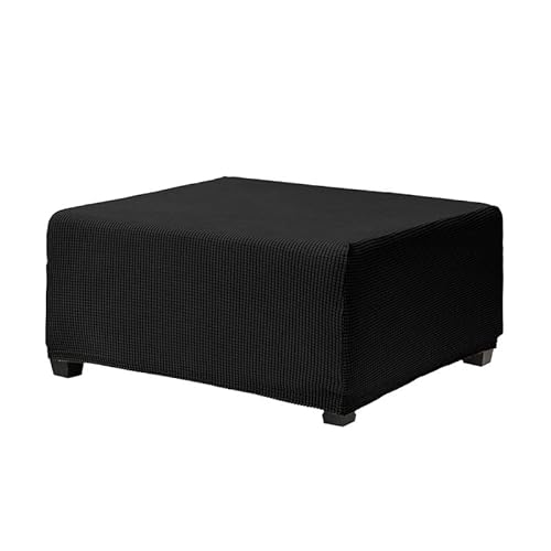 Stretch Ottoman Cover, Folding Storage Stool Covers, Rectangular Footrest Slipcover, Foot Rest Slipcovers with Elastic Bottom, Jacquard Fabric Foot Stool Furniture Protectors (Black,M)