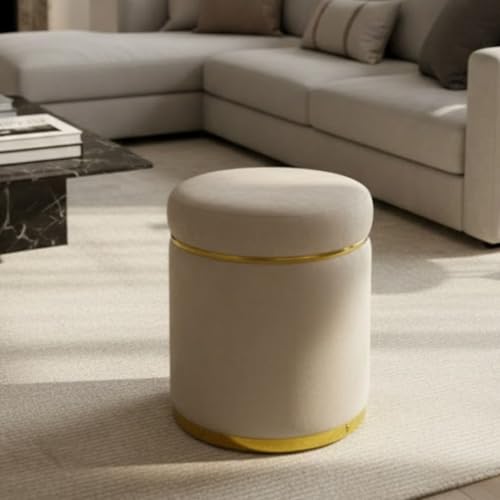 Image of Ottoman Stool for the Living Room Ottoman Pouffes for Sitting, Puffy Stool for Living Room Dressing Table Stool Cream