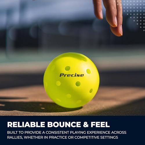 Image of PRECISE A40 - Outdoor Pickleball Balls | 40 Precision Holes for Stable Flight, USAPA Approved, Durable Construction Resists Wear, Available in Green or Yellow