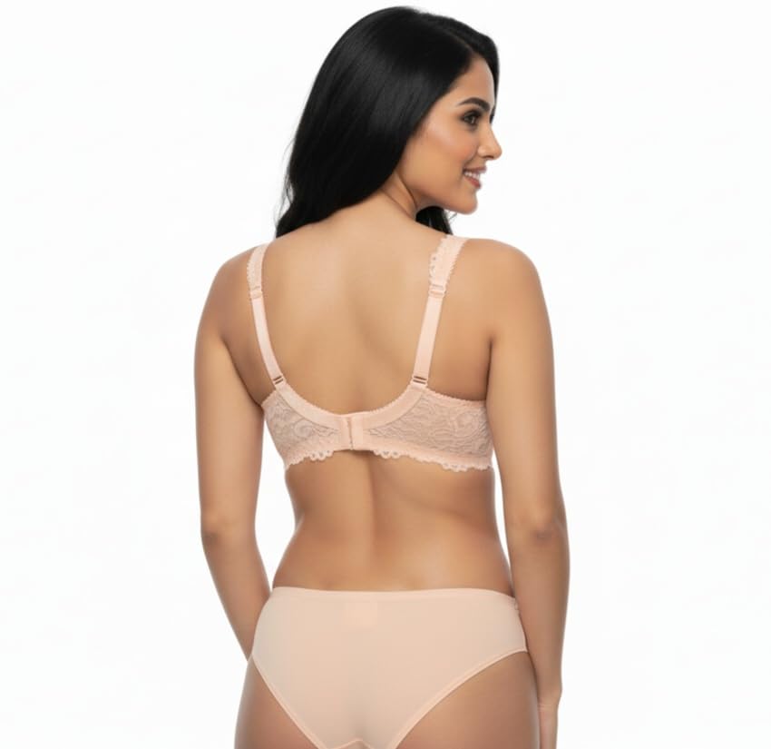 Image of Women's High-Support Lace Bra, Non-Padded, Unlined, Full Coverage, Lingerie