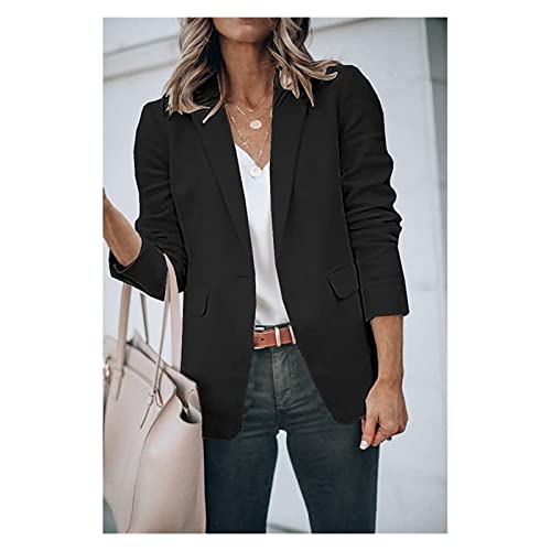 Blazer Feminino Slim Fit Manga Longa Casual Cor Sólida Blazer Escritório Aberto Frente (Color : Blue