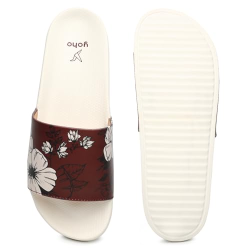 Image of YOHO Tropica Printed Comfortable Women Slides | Stylish Rainy Footwear & Waterproof Monsoon Sandals | Soft Inner Lining On Strap