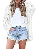 HOTOUCH White Cardigan Sweaters for Women Crochet Summer Long Sleeve Lightweight Cardigans White M