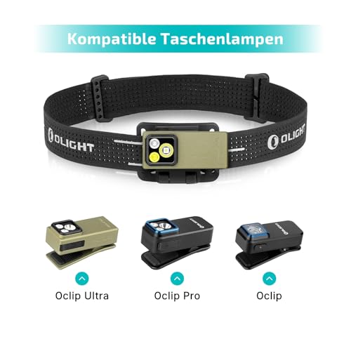 OLIGHT Oclip Headlamp Strap, Stirnband Haupt- und Obergurt, Kompatibel mit Oclip-Serie, 160° Winkelverstellung, MOLLE-System, Nylon
