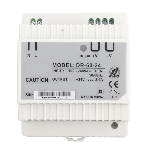 Culnflun Din Rail Power Supply, DR60-24-60W 24V Single Output AC DC Switching Power Supply, for LED Lighting Industrial Control