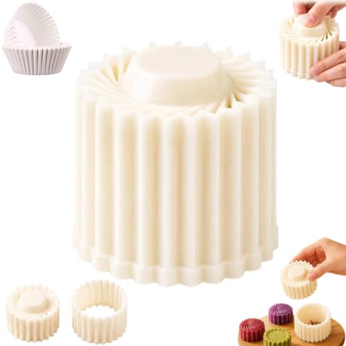 Sunflower Patterned Round Hand Press Mooncake Mold,Double Ended Pastry Mold - image 1