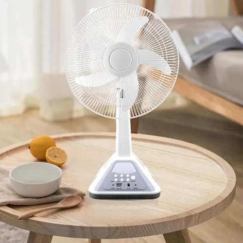 Image of Drumstone (𝗦𝗽𝗲𝗰𝗶𝗮𝗹 𝟭𝟬 𝗬𝗲𝗮𝗿𝘀 𝗪𝗮𝗿𝗿𝗮𝗻𝘁𝘆 16-Inch Rechargeable Fan - 6V Battery, 3-Speed Control, 180 Rotation, LED Light, Cordless & Portable & Emergency Use!