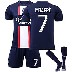 Hereneer Camiseta de Fútbol, Camiseta Deportiva de Fútbol para Hombres No.7 No.10 No.30, 2022-2023 Camiseta de Fútbol Camiseta de París, Conjunto de Camiseta de Fútbol para Niños Adultos (7, 24)