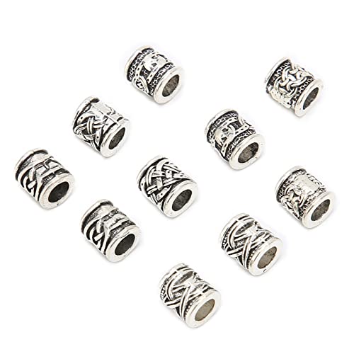 Entatial Beard Beads , Alloy Dreadlock Beads Viking Beard Beads for Hair and Beard Decoration, silver