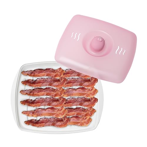 Comparison: Best Bacon Cooker For Microwave 10 Joie Piggy Microwave Bacon Grooved Cooking Tray with Splatter Lid, Holds 4-5 Strips of Bacon, Easy to Clean, Convenient Kitchen Tool, BPA-Free, Dishwasher Safe