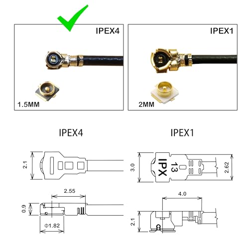 Image of WiFi Bluetooth Antenna 2 Pack & Pigtail 2 Pack, 5Ghz 2.4Ghz 3dBi WiFi Card Antenna, 8-Inch RP SMA-Female to IPEX4 /MHF4 Cable for M.2 NGFF Network Card and Routers